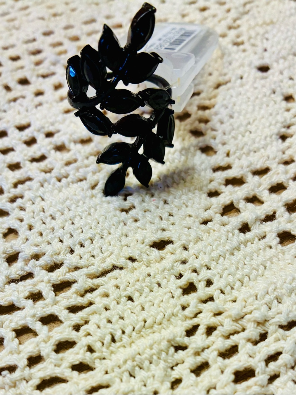 Black Leaf Statement Ring - Bold Resin Leaves